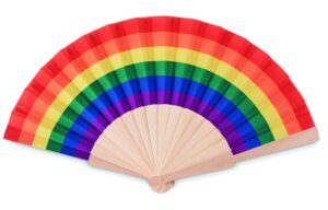 Tęczowy drewniany wachlarz BOWFAN