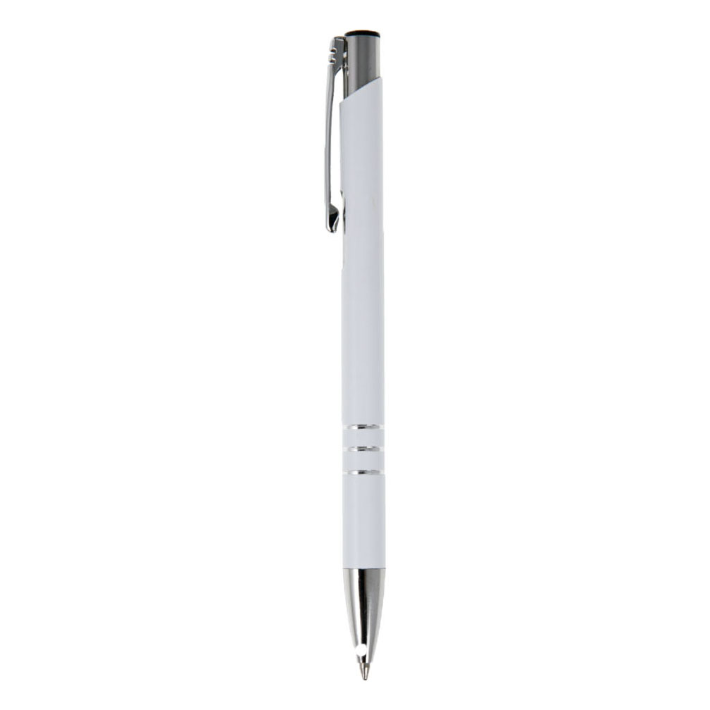 Długopis z kolorowym trzonem i srebrnymi elementami