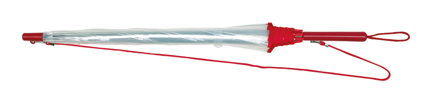 Parasol automatyczny PANORAMIC, czerwony, transparentny