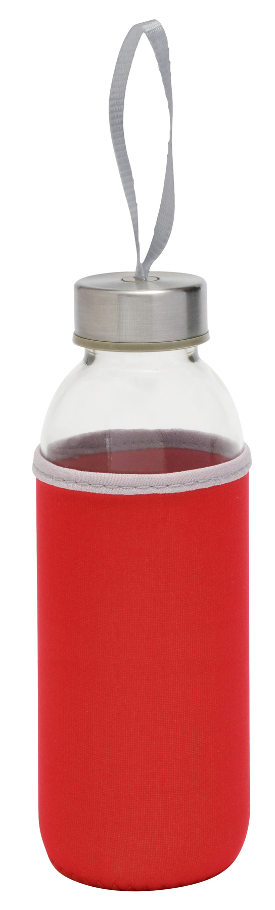 Szklana butelka TAKE WELL, czerwony, transparentny