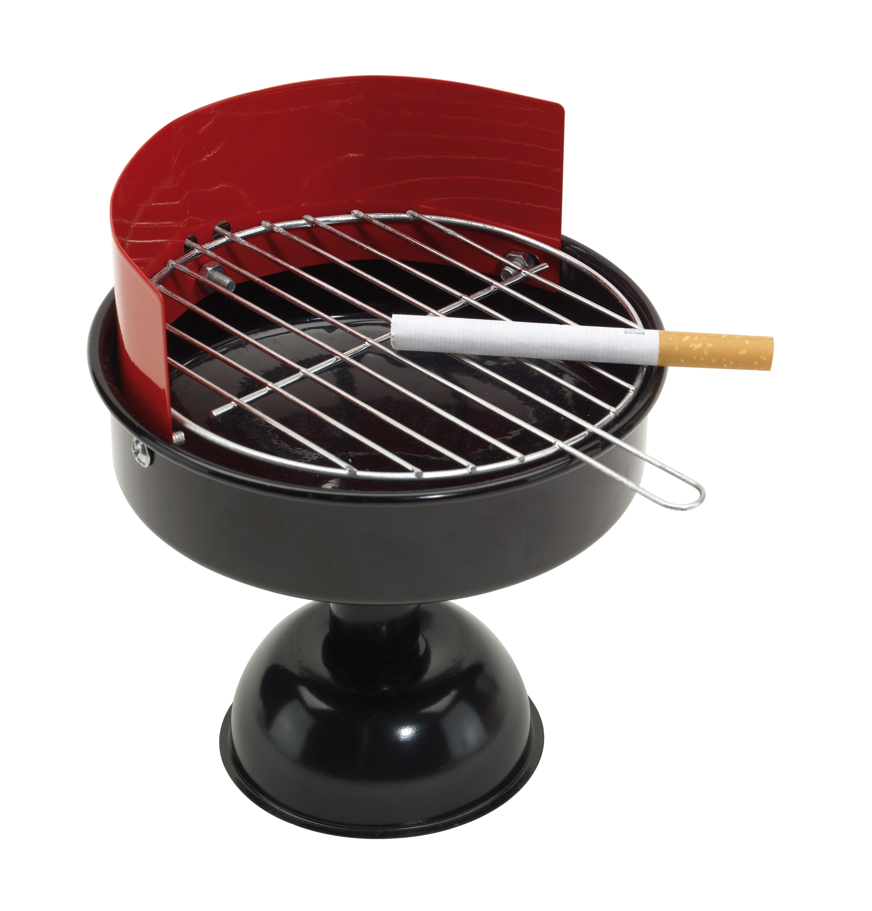 Popielniczka w kształcie grilla BBQ, czarny, czerwony