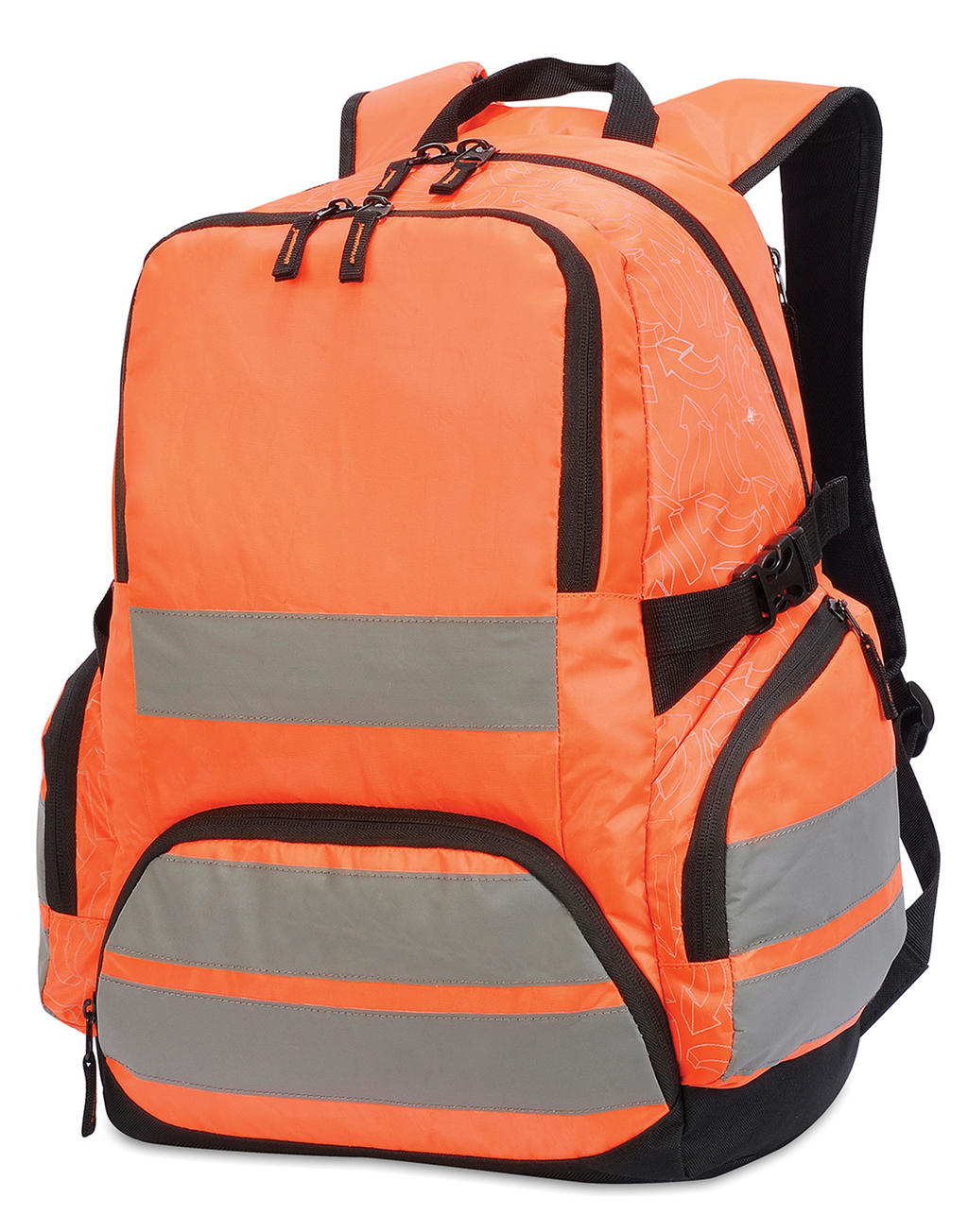 Plecak odblaskowy Hi-Vis London  <ul> </li><li>100% poliester (600D/1280D) </li><li>Regulowane wyściełane szelki i uchwyt do przenoszenia </li><li>Tył wyściełany chłonną siatką </li><li>2 regulowane paski boczne i pas piersiowy </li><li>2 komory główne zapinane na zamek </li><li>Tylna wyściełana komora odpowiednia do laptopa 15,6 </li><li>Głęboka komora z przodu </li><li>Dwie boczne kieszenie </li><li>Odblaskowe paski z trzech stron </li><li>Przezroczysta kieszeń na identyfikator na plecach </li><li>Pojemność: 30 litrów </li><li>Wymiary: 30 x 48 x 20 cm </li><li>Nadaje się do sitodruku, druku transferowego oraz haftu</li></ul>