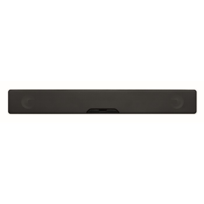 Bezprzew. głośnik soundbar 5.0 Bezprzewodowy głośnik soundbar 5.0 z tworzywa ABS z funkcją zmiany nastroju i podstawką pod telefon. W zestawie akumulator Li-ION o pojemności 2000 mAh. Dane wyjściowe:5W. Czas odtwarzania ok. 4 godz.