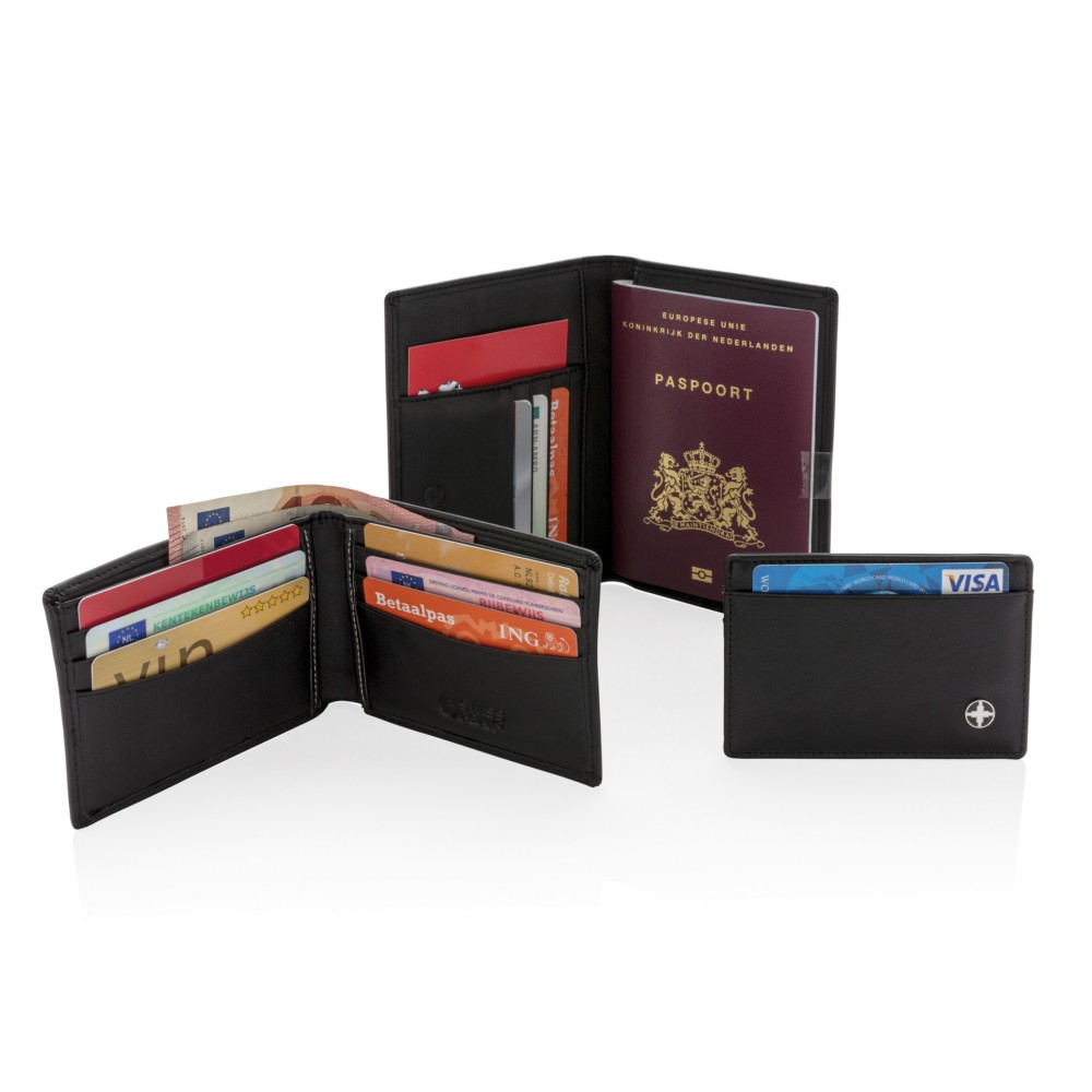 Portfel Swiss Peak, ochrona RFID Portfel z ochroną RFID, wykonany z wysokiej jakości skóry PU, 6 przegródek mieszczących do 12 kart kredytowych, wewnątrz oddzielna przegroda na pieniądze