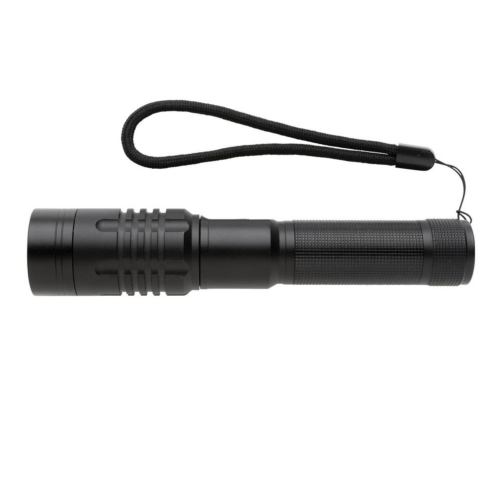 Latarka Gear X, ładowana przez USB Latarka o bardzo jasnym świetle, wodoodporna IPX4, wiązka 1000 lumenów sięgająca do 500 m, wysokiej jakości żarówka z 5 trybami świecenia, w tym SOS, wbudowany akumulator 2000 mAh pozwala na około 4 godziny ciągłego świecenia, ładowana za pomocą USB