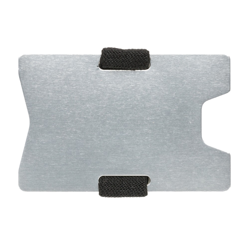 Minimalistyczny portfel, ochrona RFID Minimalistyczny portfel z ochroną RFID, wykonany z aluminium, pomieści do 8 kart kredytowych, blokuje wszystkie znane dotąd częstotliwości RFID/NFC