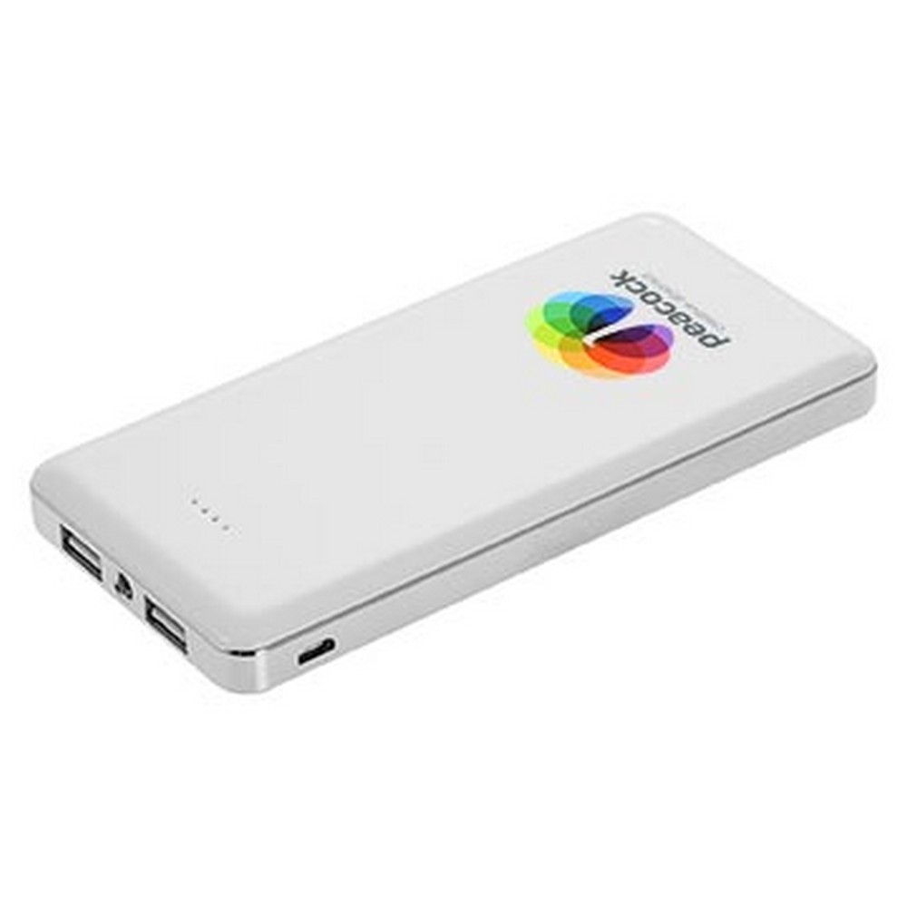 Power bank 12000 mAh z lampką | Sawyer Power bank 12000 mAh z lampką i 4 diodami wskazującymi poziom naładowania, wejście 5V/1A, wyjście 5V/2A, w komplecie kabel micro USB