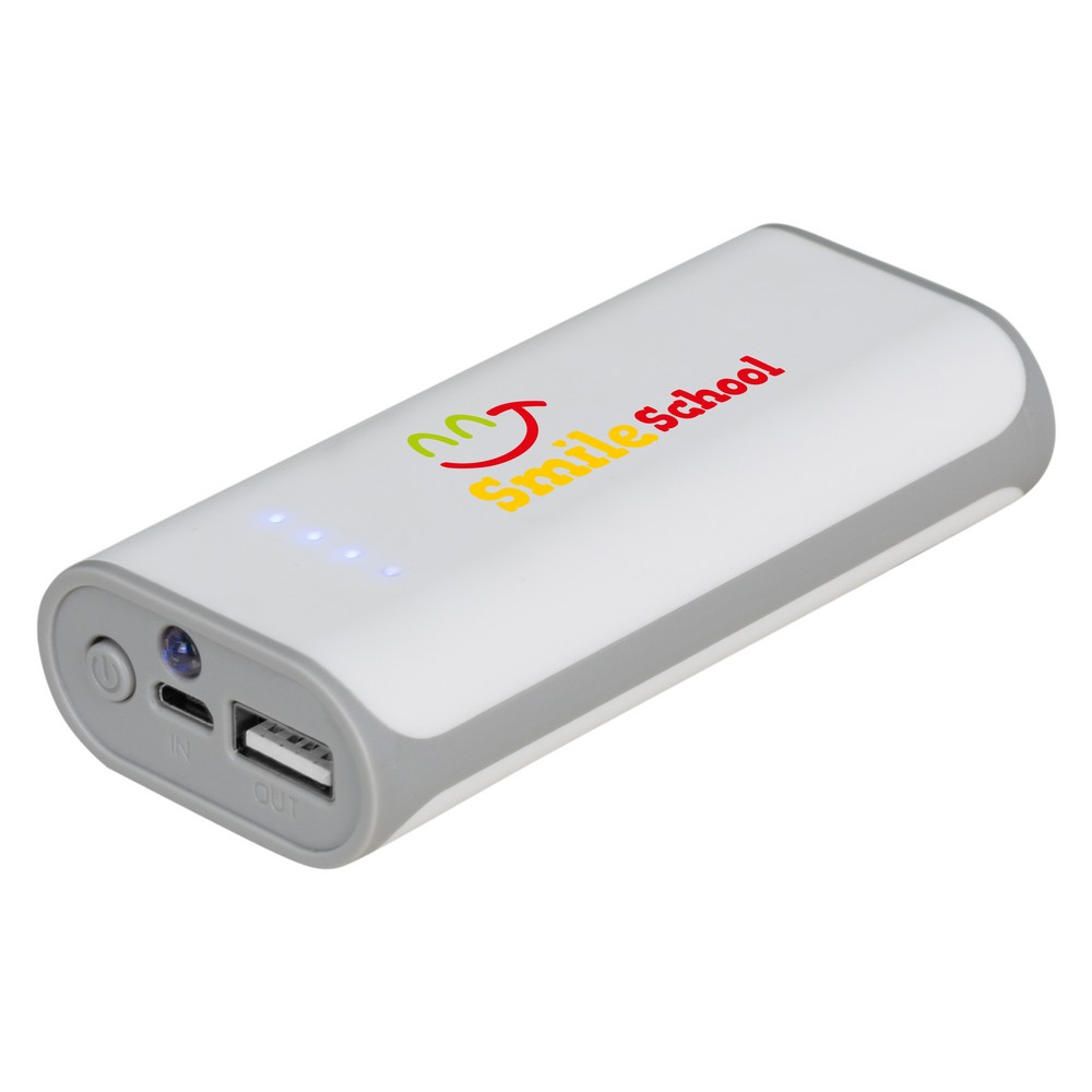 Power bank 4000 mAh | Birch Power bank 4000 mAh, wyjście 5V/1A, wejście 5V/1A, 4 diody wskazujące poziom naładowania, lampka LED, w komplecie kabel micro USB