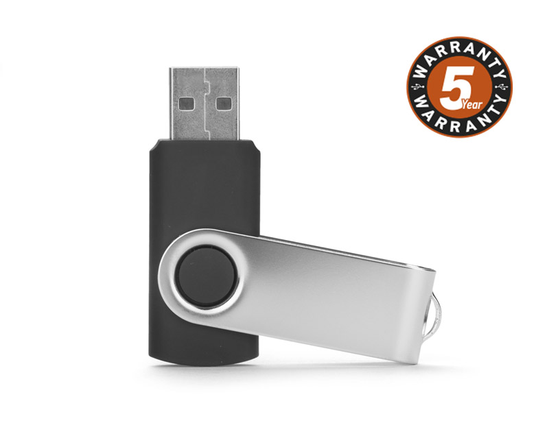 Pamięć USB 3.0 TWISTER 16 GB 
Nieduża, wykonana z metalu oraz tworzywa sztucznego, przenośna pamięć USB o pojemności 16 GB. Znakowanie możliwe na dwóch stronach metalowego zamknięcia. Standard USB: 3.0; prędkość zapisu: 20 MB/s; prędkość odczytu: 40 MB/s. Pamięć USB objęta jest 5 letnią gwarancją producenta oraz posiada certyfikat CE.
Sugerowane opakowanie: 44501, 44505, 44508.