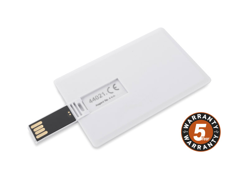 Pamięć USB KARTA 8 GB 
Przenośna pamięć USB o pojemności 8 GB wykonana z tworzywa sztucznego. Kształt karty kredytowej daje dużą powierzchnię nadruku oraz zapewnia łatwe przechowywanie, także w portfelu. Standard usb: 2.0; szybkość zapisu: 4 MB/s; szybkość odczytu: 15 MB/s Pamięć USB objęta jest 5 letnią gwarancją producenta oraz posiada certyfikat CE.

