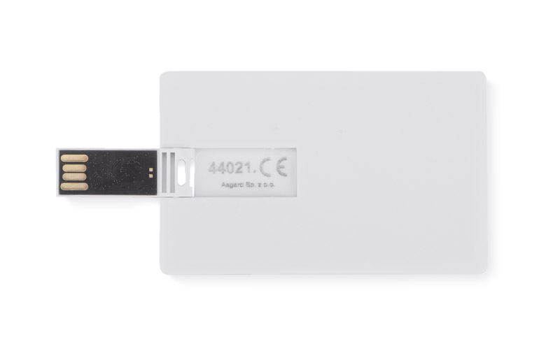 Pamięć USB KARTA 8 GB 
Przenośna pamięć USB o pojemności 8 GB wykonana z tworzywa sztucznego. Kształt karty kredytowej daje dużą powierzchnię nadruku oraz zapewnia łatwe przechowywanie, także w portfelu. Standard usb: 2.0; szybkość zapisu: 4 MB/s; szybkość odczytu: 15 MB/s Pamięć USB objęta jest 5 letnią gwarancją producenta oraz posiada certyfikat CE.

