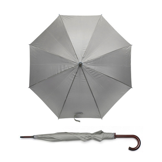 Parasol STICK Parasol automatycznie otwierany z drewnianą zakrzywioną rączką. Śr czaszy po rozłożeniu to 104 cm, długość złożonego parasola to 88 cm. Wykonany z poliestru 190T.