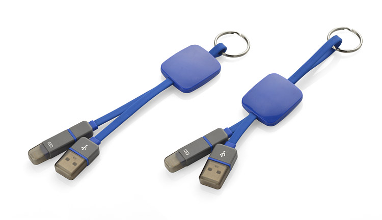 Kabel USB 2 w 1 MOBEE Kabel USB MOBEE łączy w sobie funkcjonalność, atrakcyjny wygląd oraz dedykowane miejsce do wykonania logo. Posiada wtyczkę USB oraz końcówkę micro USB z adapterem do wtyczki typu lightning (iPhone 5 i nowsze). Wtyczki zabezpieczone nasadkami z tworzywa. Kabel może służyć jako dodatek np. do power banka lub stanowić osobny gadżet reklamowy. Przesyła dane.