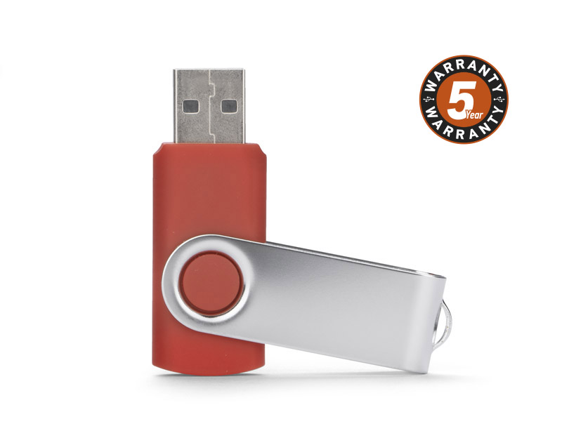 Pamięć USB TWISTER 4 GB 
Nieduża, wykonana z metalu oraz tworzywa sztucznego, przenośna pamięć usb o pojemności 4 GB. Znakowanie możliwe na dwóch stronach metalowego zamknięcia. Standard usb: 2.0; szybkość zapisu: 10 MB/s; szybkość odczytu: 22 MB/s. Pamięć USB objęta jest 5 letnią gwarancją producenta oraz posiada certyfikat CE.
