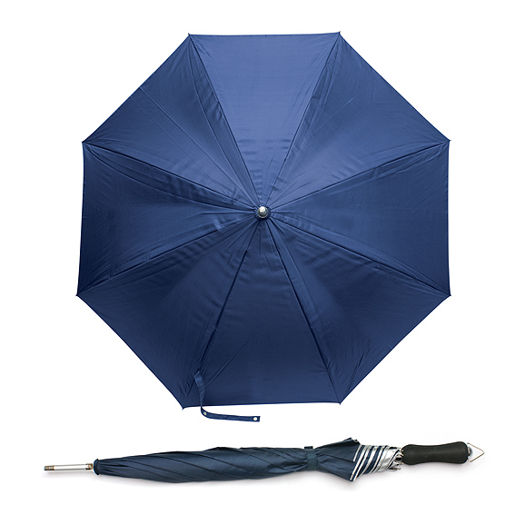 Parasol DUO Parasol automatycznie otwierany z prostą rączką zakończoną piankowym uchwytem. Wykonany z dwukolorowego poliestru (190T) – wewnętrzna warstwa jest w kolorze srebrnym. Śr czaszy po rozłożeniu to 103 cm, długość złożonego parasola to 84 cm. Nadruk loga na czaszy parasola.