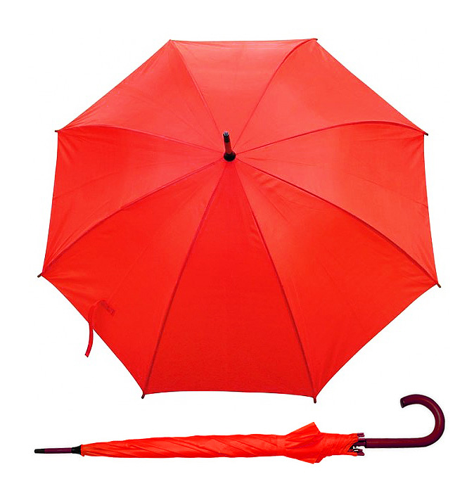 Parasol STICK Parasol automatycznie otwierany z drewnianą zakrzywioną rączką. Śr czaszy po rozłożeniu to 104 cm, długość złożonego parasola to 88 cm. Wykonany z poliestru 190T.