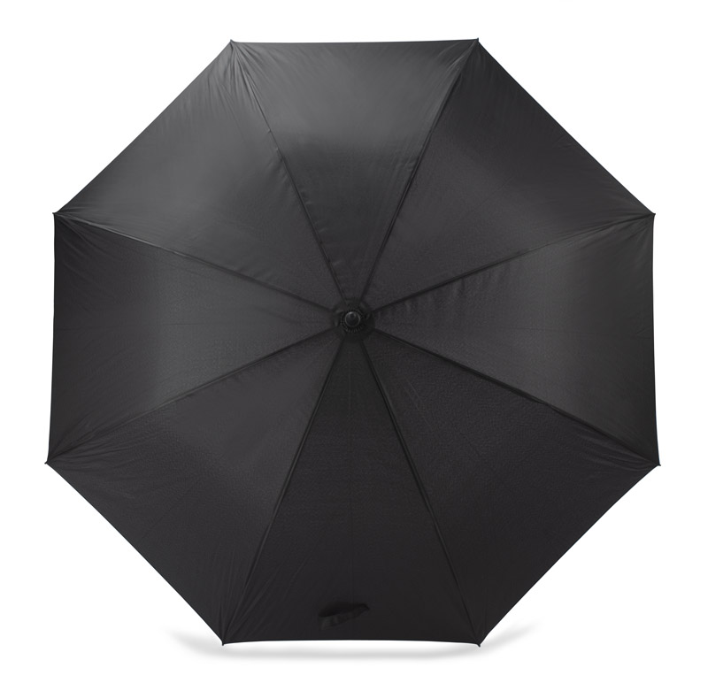 Parasol GENTLEMAN Elegancki, duży parasol (średnica po rozłożeniu 122cm) z drewnianą rączką. Wykonany z włókna szklanego i materiału typu pongee 190 T. Otwierany automatycznie.  Logo naniesiemy techniką sitodruku. 