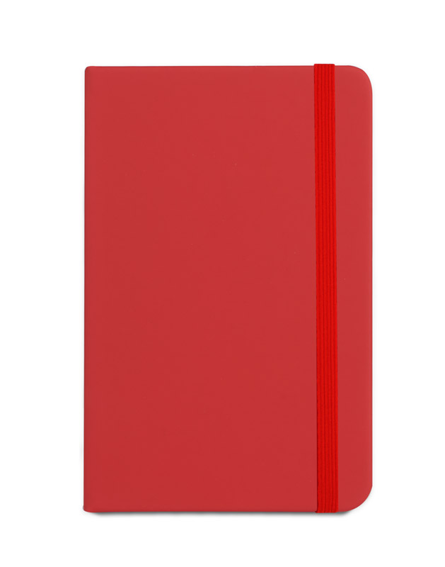 Notes VITAL A6 Gustowny notes A6 z kolorową gumką wykonany z ekoskóry PU. Notes zawiera 80 kartek ecru w linie koloru pomarańczowego. Logo nadrukujemy na okładce.