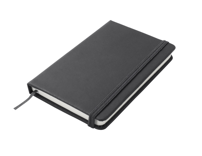 Notes VITAL A6 Gustowny notes A6 z kolorową gumką wykonany z ekoskóry PU. Notes zawiera 80 kartek ecru w linie koloru pomarańczowego. Logo nadrukujemy na okładce.