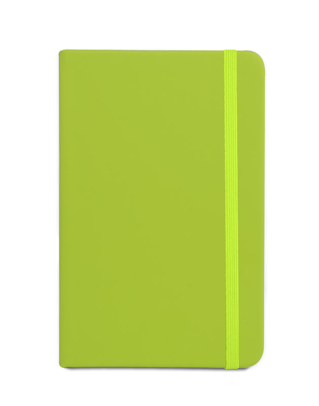 Notes VITAL A6 Gustowny notes A6 z kolorową gumką wykonany z ekoskóry PU. Notes zawiera 80 kartek ecru w linie koloru pomarańczowego. Logo nadrukujemy na okładce.