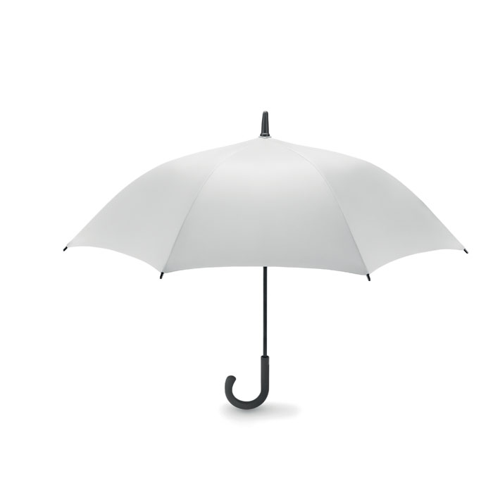 Parasol automat wiatroszczelny Elegancki 23 calowy parasol automatyczny odporny na działanie silnego wiatru wykonany z tkaniny 190T. Trzon czerniony, żebra wykonane z włókna szklanego, zakończenia plastikowe. Zakrzywiona rączka z gumowanego plastiku. Zapięcie manualne.