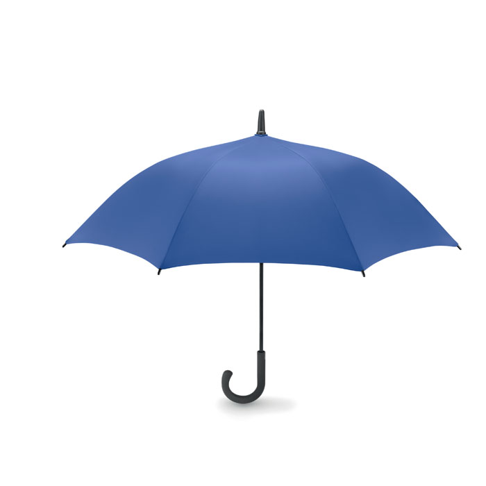 Parasol automat wiatroszczelny Elegancki 23 calowy parasol automatyczny odporny na działanie silnego wiatru wykonany z tkaniny 190T. Trzon czerniony, żebra wykonane z włókna szklanego, zakończenia plastikowe. Zakrzywiona rączka z gumowanego plastiku. Zapięcie manualne.