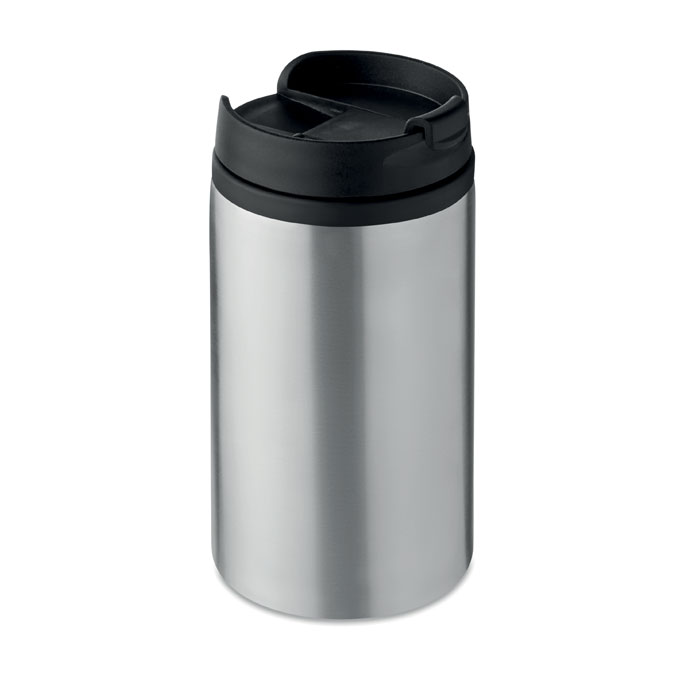 Kubek 250ml Kubek ze stali nierdzewnej, z podwójnymi ściankami. Wnętrze z PP, pojemność 250 ml. Szczelna.