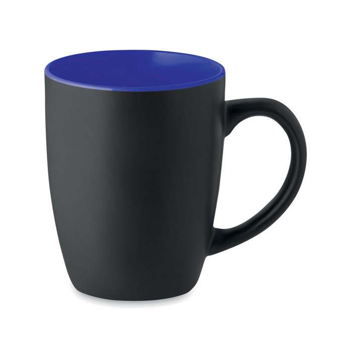 Dwukolorowy kubek ceramiczny Czarny, matowy kubek ceramiczny z błyszczącym wnętrzem. Pojemność: 290 ml. Ze specjalną powłoką do grawerowania laserowego