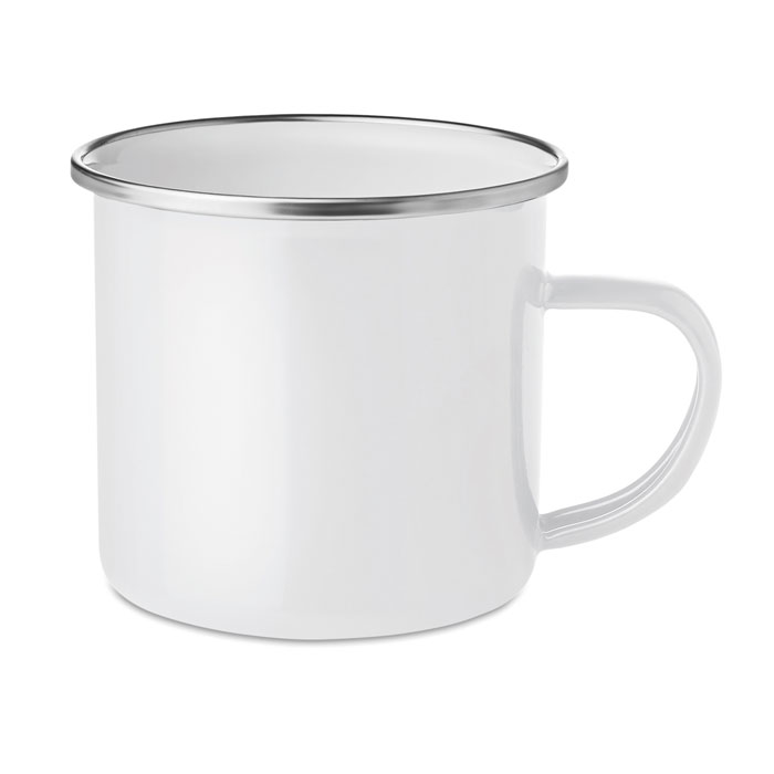 Emaliowany kubek sublimacyjny Sublimacyjny metalowy kubek vintage z warstwą emalii. Pojemność 350 ml.