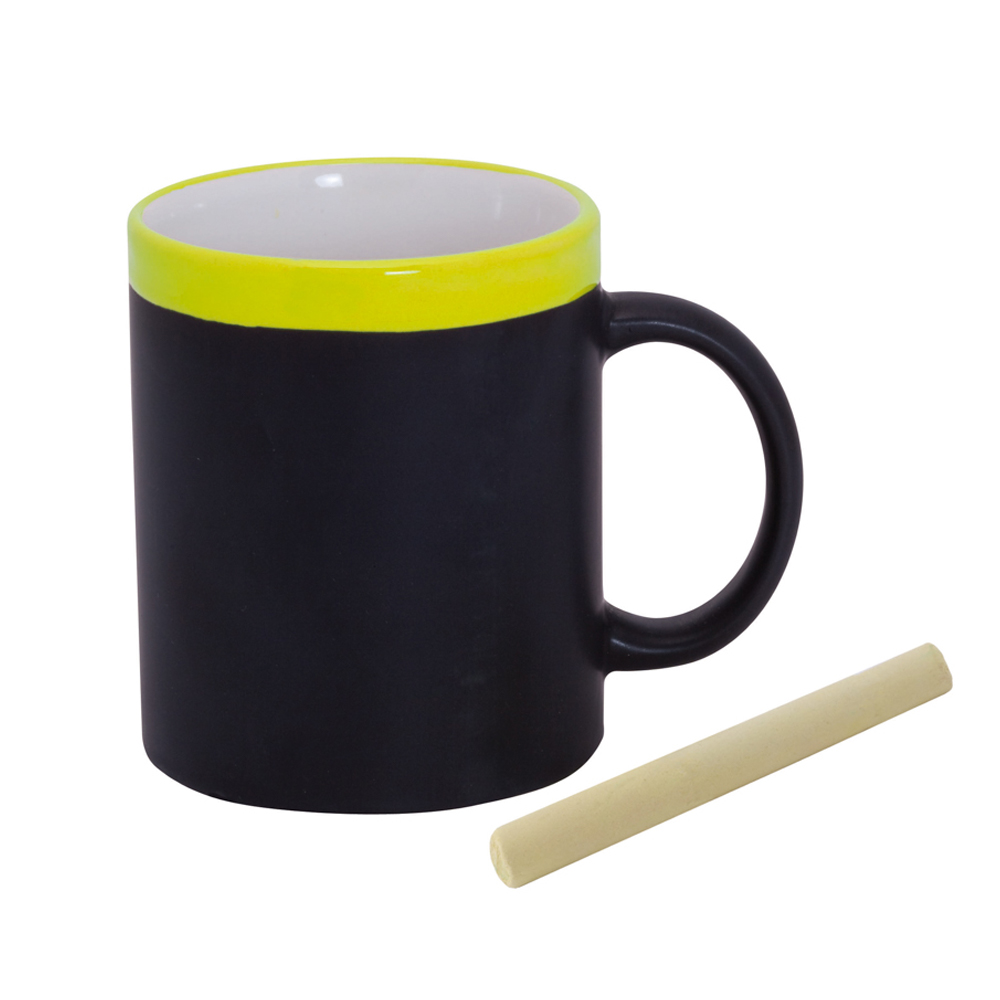 Kubek ceramiczny do rysowania 350 ml, kreda Kubek ceramiczny 350 ml z czarnym panelem do rysowania, kreda w komplecie