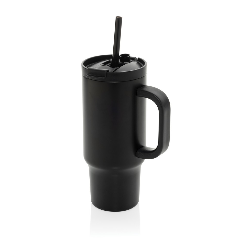Kubek termiczny 480 ml Cruiser Kubek termiczny 480 ml, podwójne ścianki z próżnią pomiędzy dzięki czemu kubek posiada funkcję termosu, posiada słomkę i szeroki otwór do picia, wykonany z materiałów z recyklingu, całkowita zawartość materiałów z recyklingu obliczona na podstawie wagi całkowitej produktu: 73%