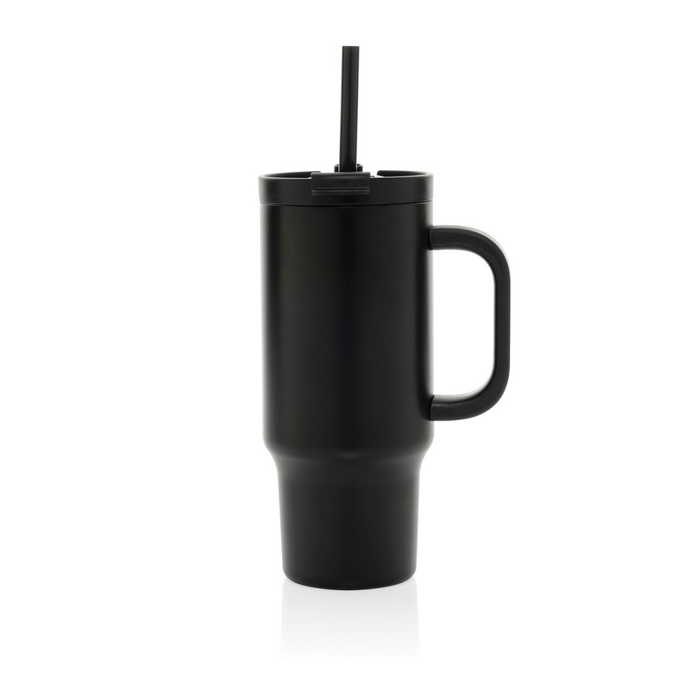 Kubek termiczny 480 ml Cruiser Kubek termiczny 480 ml, podwójne ścianki z próżnią pomiędzy dzięki czemu kubek posiada funkcję termosu, posiada słomkę i szeroki otwór do picia, wykonany z materiałów z recyklingu, całkowita zawartość materiałów z recyklingu obliczona na podstawie wagi całkowitej produktu: 73%