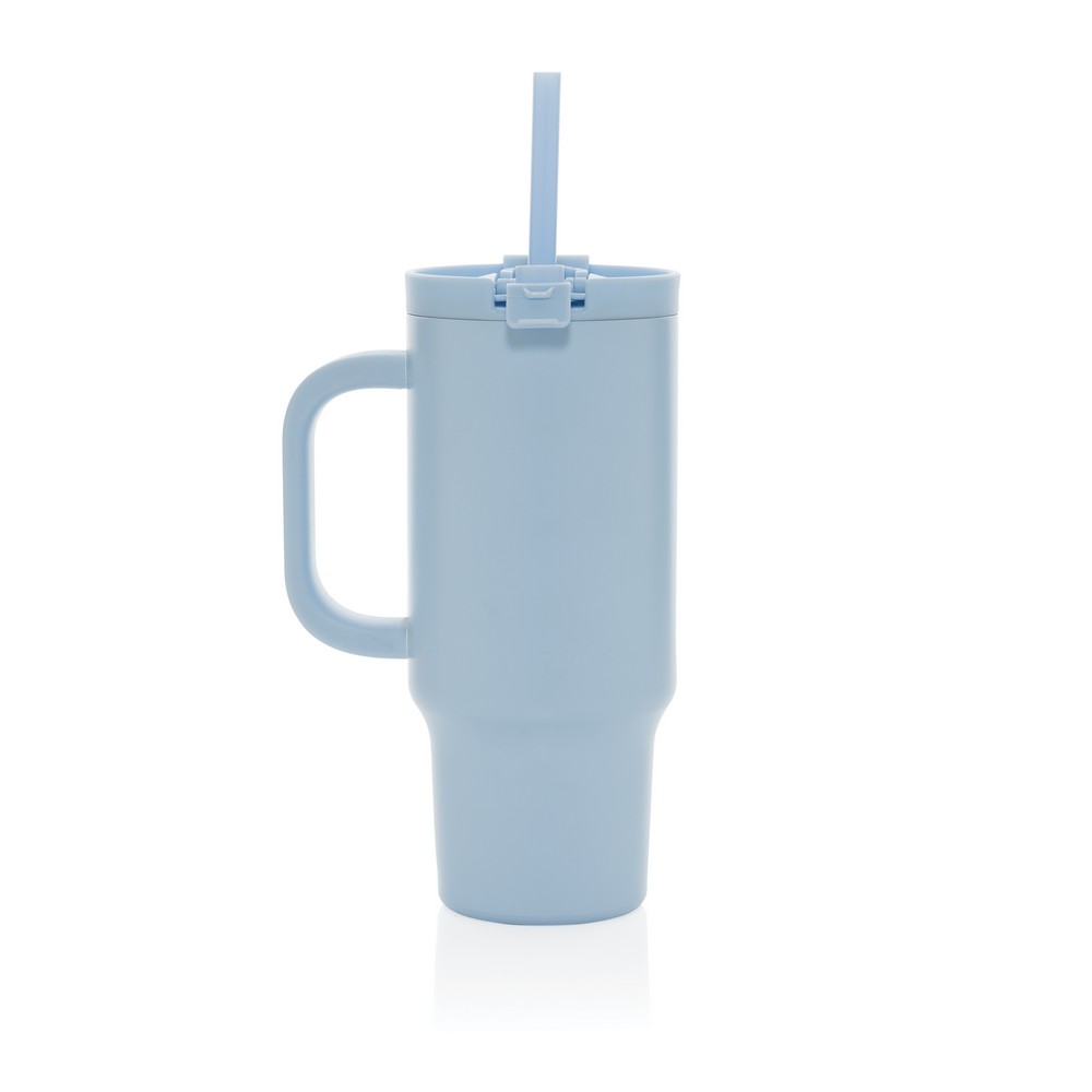 Kubek termiczny 480 ml Cruiser Kubek termiczny 480 ml, podwójne ścianki z próżnią pomiędzy dzięki czemu kubek posiada funkcję termosu, posiada słomkę i szeroki otwór do picia, wykonany z materiałów z recyklingu, całkowita zawartość materiałów z recyklingu obliczona na podstawie wagi całkowitej produktu: 73%