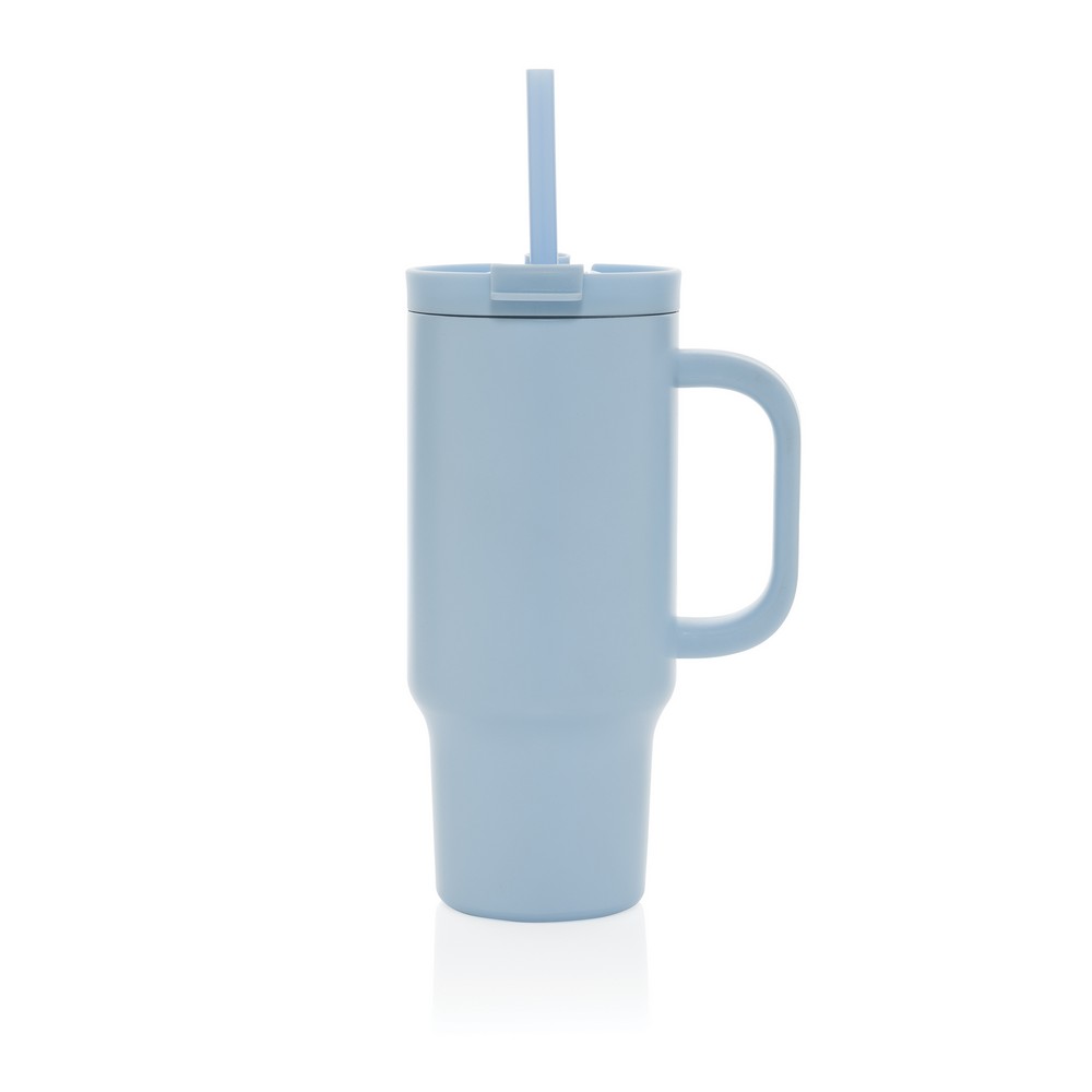 Kubek termiczny 480 ml Cruiser Kubek termiczny 480 ml, podwójne ścianki z próżnią pomiędzy dzięki czemu kubek posiada funkcję termosu, posiada słomkę i szeroki otwór do picia, wykonany z materiałów z recyklingu, całkowita zawartość materiałów z recyklingu obliczona na podstawie wagi całkowitej produktu: 73%