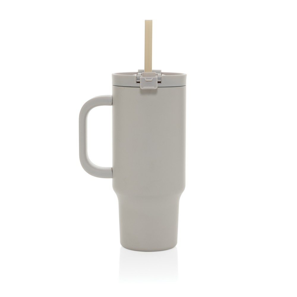 Kubek termiczny 480 ml Cruiser Kubek termiczny 480 ml, podwójne ścianki z próżnią pomiędzy dzięki czemu kubek posiada funkcję termosu, posiada słomkę i szeroki otwór do picia, wykonany z materiałów z recyklingu, całkowita zawartość materiałów z recyklingu obliczona na podstawie wagi całkowitej produktu: 73%
