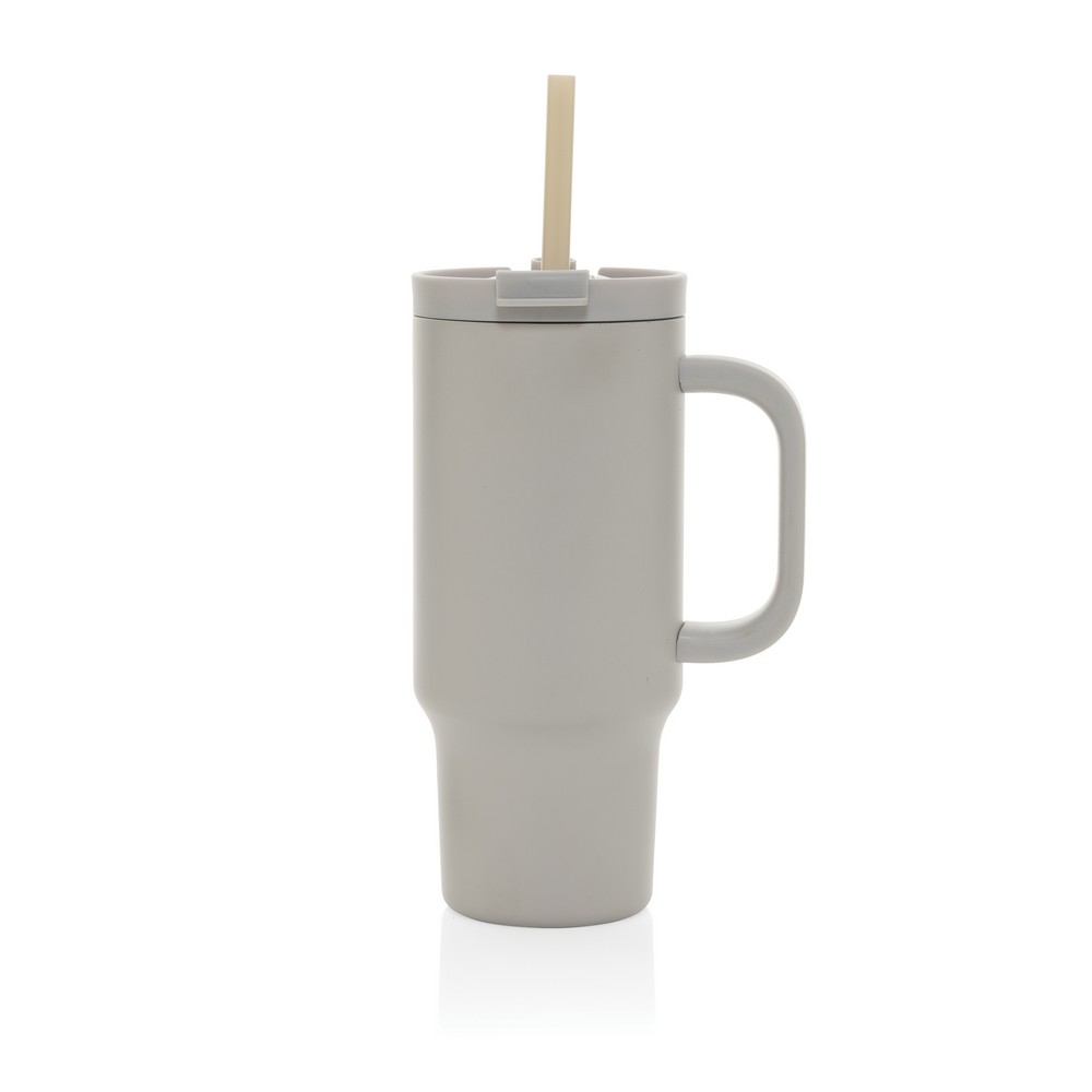 Kubek termiczny 480 ml Cruiser Kubek termiczny 480 ml, podwójne ścianki z próżnią pomiędzy dzięki czemu kubek posiada funkcję termosu, posiada słomkę i szeroki otwór do picia, wykonany z materiałów z recyklingu, całkowita zawartość materiałów z recyklingu obliczona na podstawie wagi całkowitej produktu: 73%