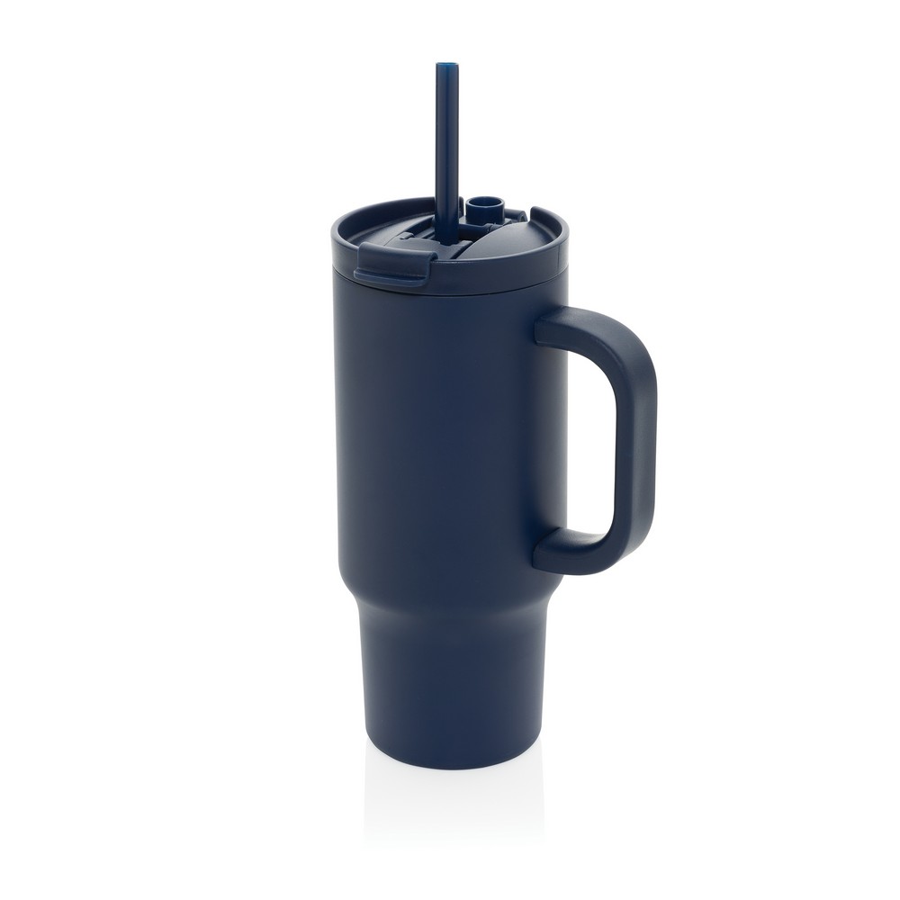 Kubek termiczny 480 ml Cruiser Kubek termiczny 480 ml, podwójne ścianki z próżnią pomiędzy dzięki czemu kubek posiada funkcję termosu, posiada słomkę i szeroki otwór do picia, wykonany z materiałów z recyklingu, całkowita zawartość materiałów z recyklingu obliczona na podstawie wagi całkowitej produktu: 73%
