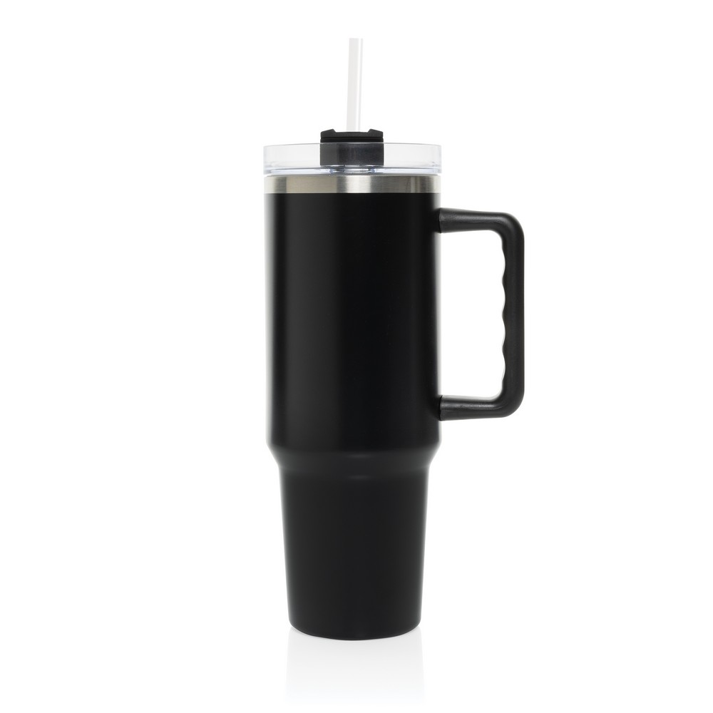 Kubek termiczny 1200 ml Stadley Kubek termiczny 1200 ml, podwójne ścianki z próżnią pomiędzy dzięki czemu kubek posiada funkcję termosu, posiada słomkę i szeroki otwór do picia, wykonany z materiałów z recyklingu, całkowita zawartość materiałów z recyklingu obliczona na podstawie wagi całkowitej produktu: 29%
