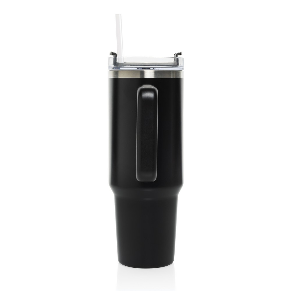 Kubek termiczny 1200 ml Stadley Kubek termiczny 1200 ml, podwójne ścianki z próżnią pomiędzy dzięki czemu kubek posiada funkcję termosu, posiada słomkę i szeroki otwór do picia, wykonany z materiałów z recyklingu, całkowita zawartość materiałów z recyklingu obliczona na podstawie wagi całkowitej produktu: 29%