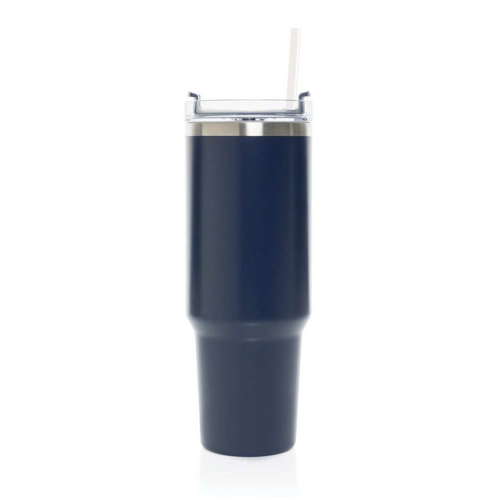 Kubek termiczny 1200 ml Stadley Kubek termiczny 1200 ml, podwójne ścianki z próżnią pomiędzy dzięki czemu kubek posiada funkcję termosu, posiada słomkę i szeroki otwór do picia, wykonany z materiałów z recyklingu, całkowita zawartość materiałów z recyklingu obliczona na podstawie wagi całkowitej produktu: 29%