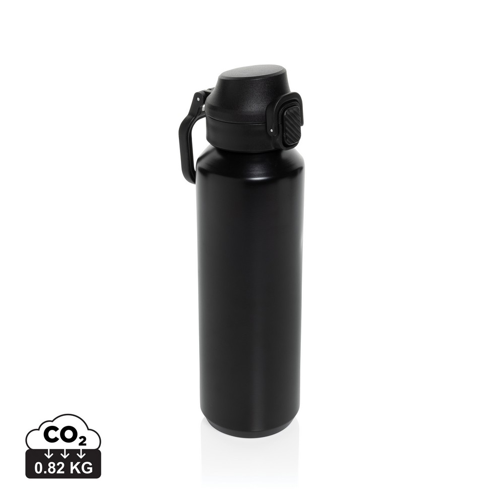 Butelka sportowa 600 ml Via Butelka sportowa 600 ml, nie wymaga obsługi oburącz, wykonana z materiałów z recyklingu, całkowita zawartość materiałów z recyklingu obliczona na podstawie wagi całkowitej produktu: 73%
