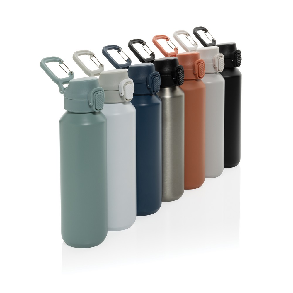 Butelka sportowa 600 ml Via Butelka sportowa 600 ml, nie wymaga obsługi oburącz, wykonana z materiałów z recyklingu, całkowita zawartość materiałów z recyklingu obliczona na podstawie wagi całkowitej produktu: 73%