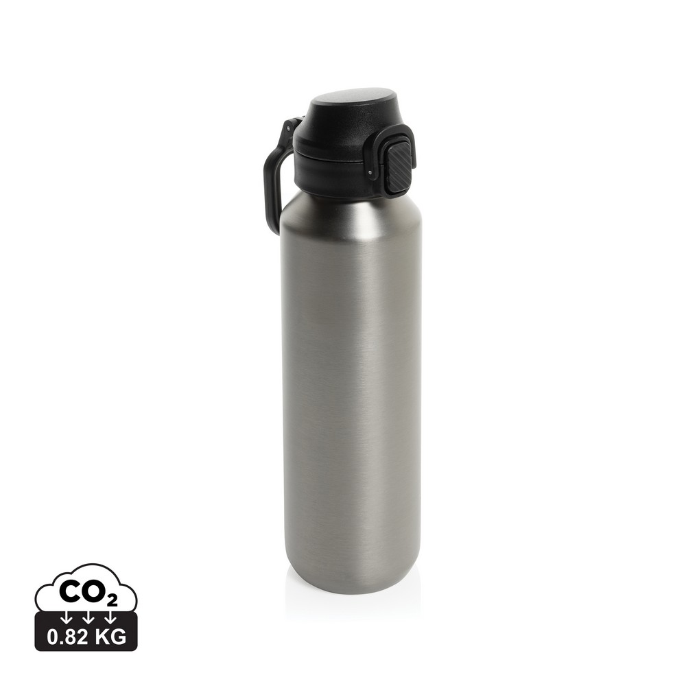 Butelka sportowa 600 ml Via Butelka sportowa 600 ml, nie wymaga obsługi oburącz, wykonana z materiałów z recyklingu, całkowita zawartość materiałów z recyklingu obliczona na podstawie wagi całkowitej produktu: 73%