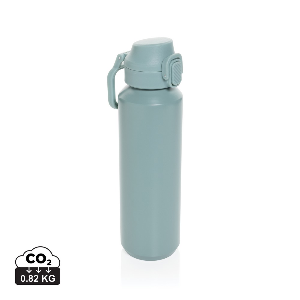 Butelka sportowa 600 ml Via Butelka sportowa 600 ml, nie wymaga obsługi oburącz, wykonana z materiałów z recyklingu, całkowita zawartość materiałów z recyklingu obliczona na podstawie wagi całkowitej produktu: 73%