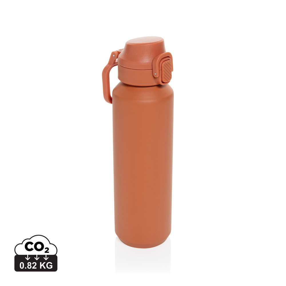Butelka sportowa 600 ml Via Butelka sportowa 600 ml, nie wymaga obsługi oburącz, wykonana z materiałów z recyklingu, całkowita zawartość materiałów z recyklingu obliczona na podstawie wagi całkowitej produktu: 73%
