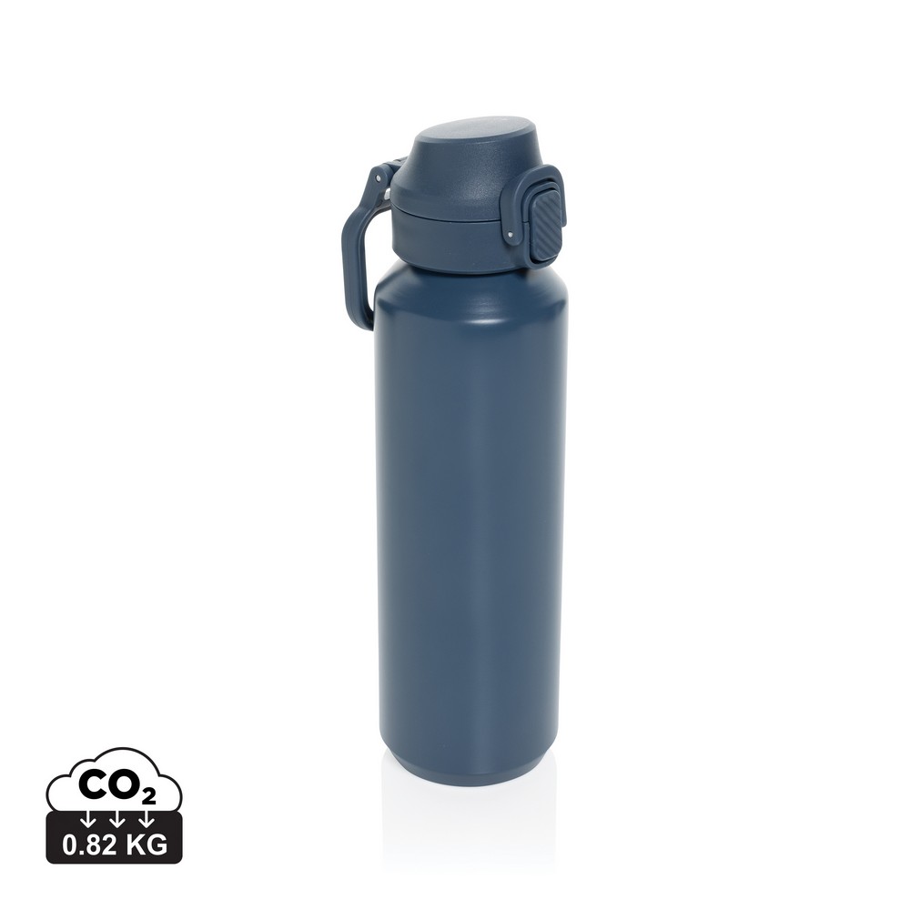 Butelka sportowa 600 ml Via Butelka sportowa 600 ml, nie wymaga obsługi oburącz, wykonana z materiałów z recyklingu, całkowita zawartość materiałów z recyklingu obliczona na podstawie wagi całkowitej produktu: 73%