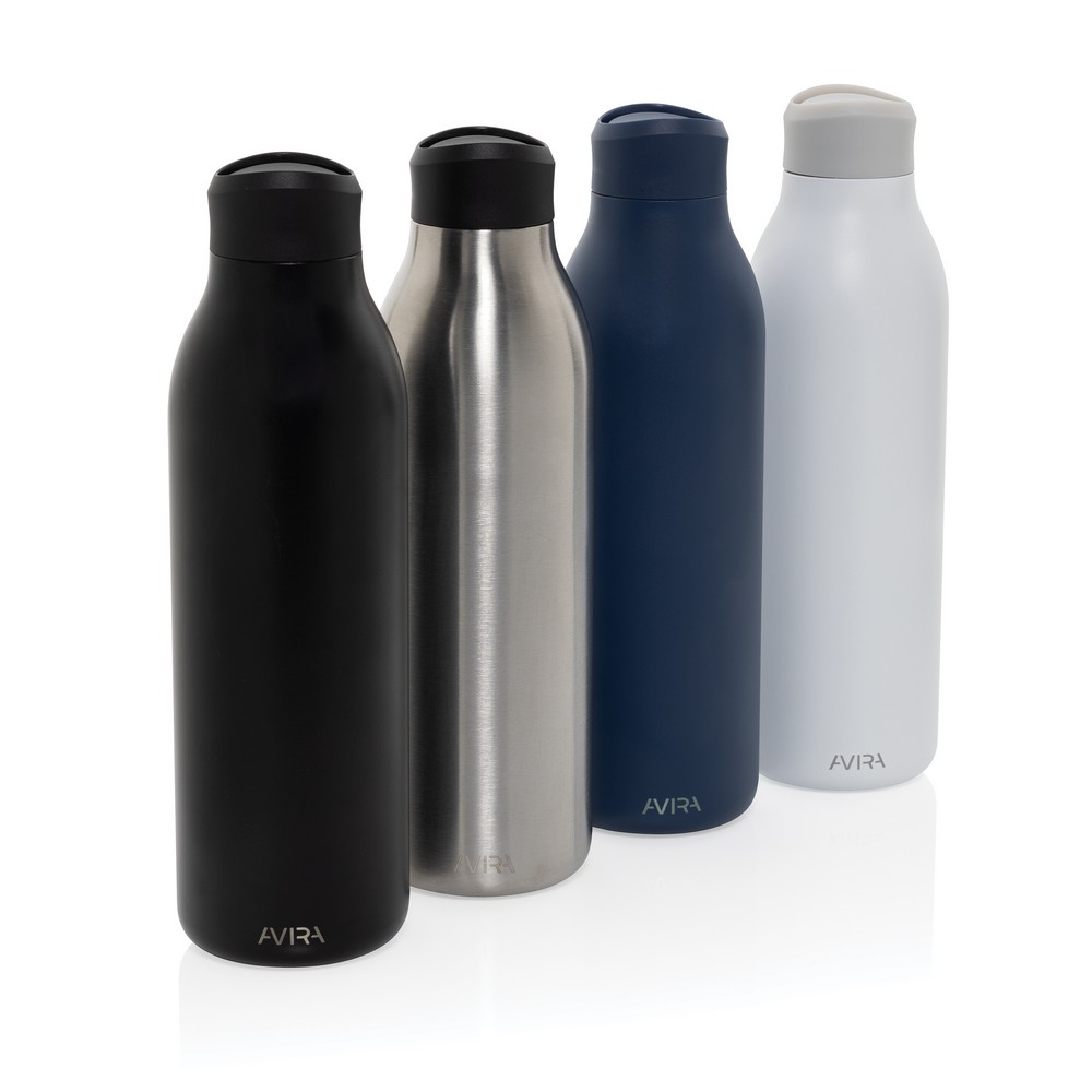 Butelka termiczna 600 ml Avira Alok Butelka termiczna 600 ml, wykonana ze stali nierdzewnej z recyklingu, całkowita zawartość materiałów z recyklingu obliczona na podstawie wagi całkowitej produktu: 77%