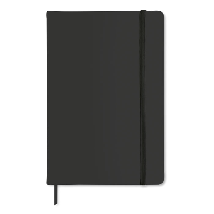 Notes A5, 96 kartek Notes A5 z twardą okładką z PU. 192 gładkie strony z papieru z recyklingu (96 kartek). Dopasowane kolorystycznie elastyczne zamknięcie i tasiemka .