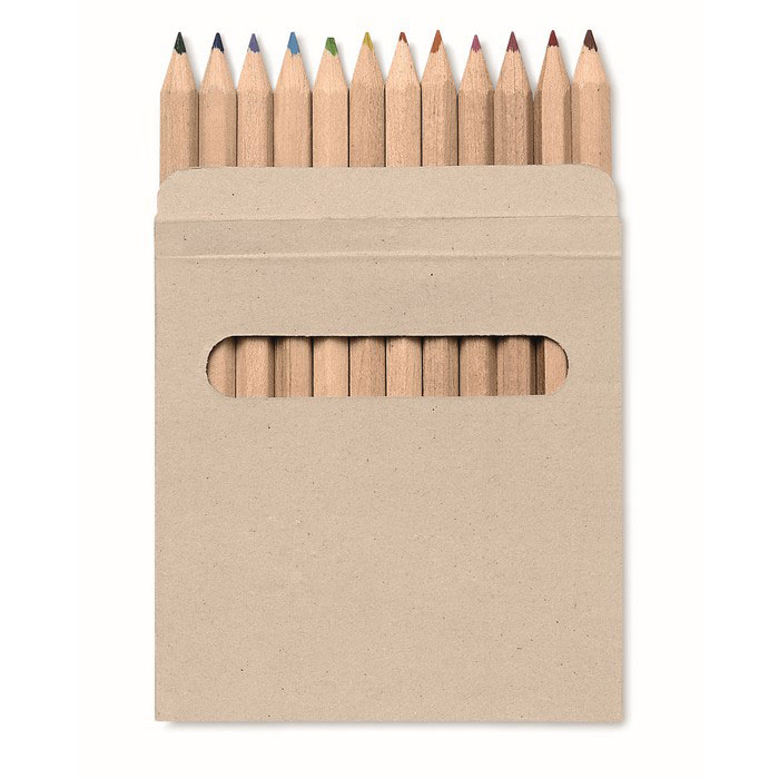 Komplet 12 kredek w pudełku Komplet 12 kredek w naturalnym kartonowym pudełku z recyklingu.