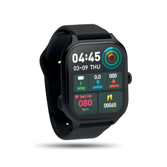 Smartwatch zdrowotny Bezprzewodowy smartwatch 5.4 ze stopu cynku z silikonowym paskiem. Dotykowy wyświetlacz LCD o przekątnej 2,01 cala. Akumulator Li-Pol 180 mAh. Wymaga pobrania bezpłatnej aplikacji (Fitpro dostępnej w systemach iOS i Android).